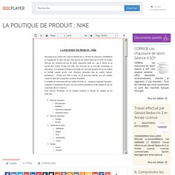 LA POLITIQUE DE PRODUIT : NIKE - PDF