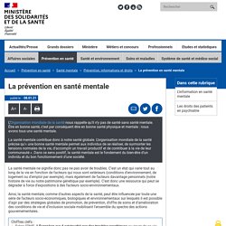 La prévention en santé mentale