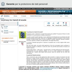 Garante Privacy - La privacy tra i banchi di scuola