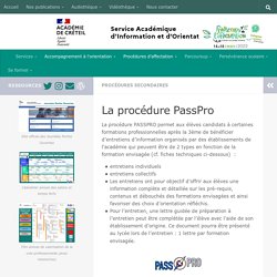 La procédure PassPro 3ème_rentrée 2017 – SAIO