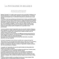 La psychiatrie en Belgique