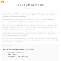 La simplicité grace à TDD