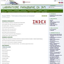 Laboratoire PARAGRAPHE [EA349] - Equipe INDEX - "Information et Documents en Contextes"