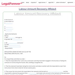 Labour amount recovery affidavit