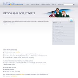 Lachlan Macquarie College (LMC) - Student Programs Stage 3