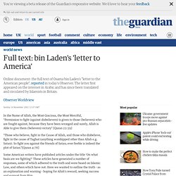 Full text: bin Laden's 'letter to America'