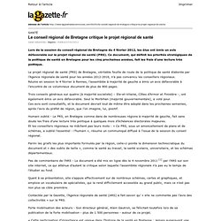 Lagazette.fr » Le conseil régional de Bretagne critique le projet régional de santé » Print