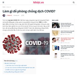 Làm gì để phòng chống dịch COVID?