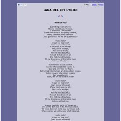 LANA DEL REY LYRICS - Without You