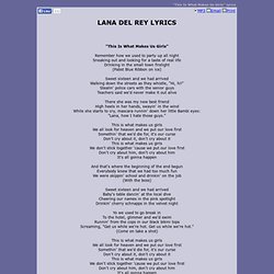 LANA DEL REY LYRICS - This Is What Makes Us Girls
