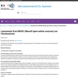 Lancement d'un MOOC (Massif open online courses) sur l'écotourisme