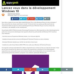 25/03/15 - Lancez vous dans la développement Windows 10