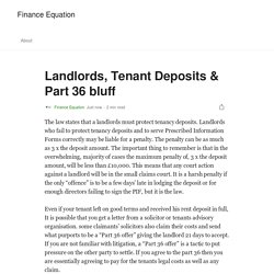 Landlords, Tenant Deposits & Part 36 bluff