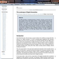 6 – The Landscape of Digital Humanities – Patrik Svensson