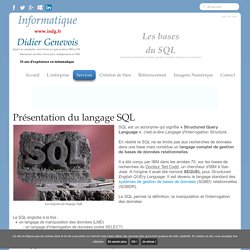 ▷ indg.fr : SQL, langage d'interrogation de bases de données