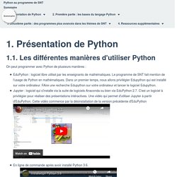 Le langage Python dans le programme de SNT