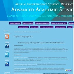 English/Language Arts - Advanced Academic Services