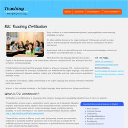 English as a Second Language Teaching Certification