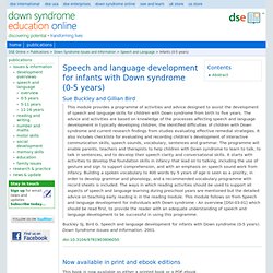 Speech and language development for infants with Down syndrome (0-5 years)