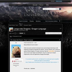 Langue des Dragons / Dragon Language - Discussion / Général