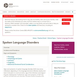 Spoken Language Disorders: Signs and Symptoms