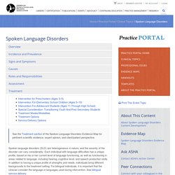 Spoken Language Disorders: Treatment