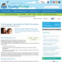 Oral Language: Expanding Your Child's Vocabulary