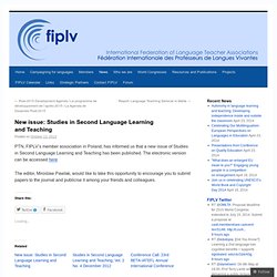 New issue: Studies in Second Language Learning and Teaching