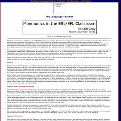 The Language Teacher Online 21.4: Mnemonics in the ESL/EFL Classroom