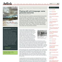 Playing with art & language: some personal memories - The Word As Art - Artlink Magazine