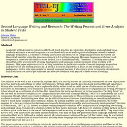 Second Language Writing and Research: The Writing Process and Error Analysis in Student Texts