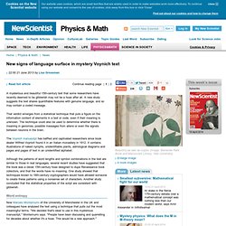 New signs of language surface in mystery Voynich text - physics-math - 21 June 2013