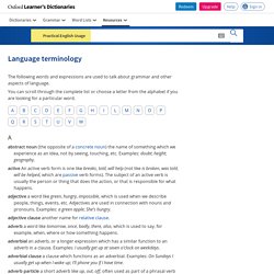 Language terminology from Practical English Usage