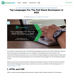 Top Languages For The Full Stack Developers in 2021