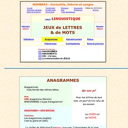 langue, anagrammes, jeux avec les lettres des mots