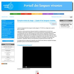 Compte-rendu du stage : L'Ipad et les langues vivantes - Académie de Limoges : Langues Vivantes