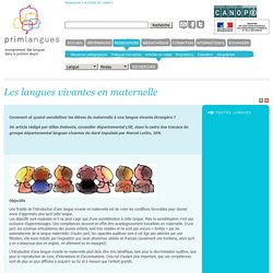 Les langues vivantes en maternelle
