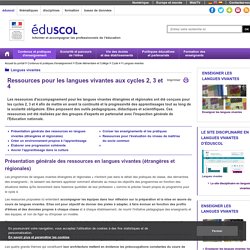 Langues vivantes - Ressources pour les langues vivantes aux cycles 2, 3 et 4