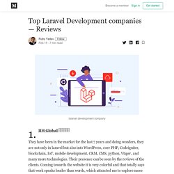 Top Laravel Development companies — Reviews - Ruby Yadav - Medium