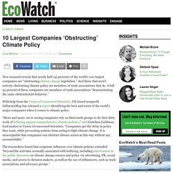 10 Largest Companies 'Obstructing' Climate Policy