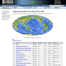 Les plus gros séismes depuis 1900 (carte - USGS)