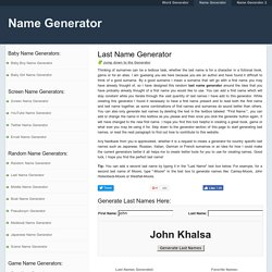 Last Name Generator - The Random Surname Generator!