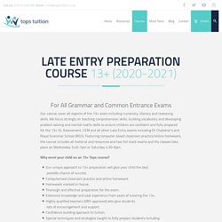 13+ Late Entry Test - Tops Tuition