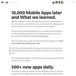 10,000 apps later. Lessons learned.