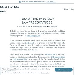 Latest 10th Pass Govt Job- FREEGOVTJOBS – latest Govt Jobs