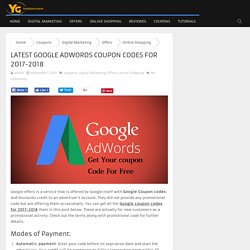 Latest Google Adwords Coupon Codes for 2017-2018