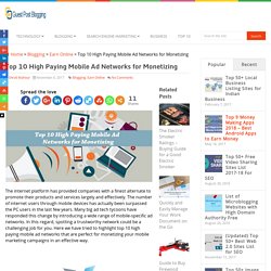 (Latest 2018) Top 10 High Paying Mobile Ad Networks for Monetizing