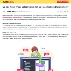Do You Know These Latest Trends In Fast Pace Website Development?