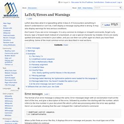 LaTeX/Errors and Warnings