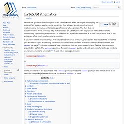 LaTeX/Mathematics - Wikibooks, collection of open-content textbooks